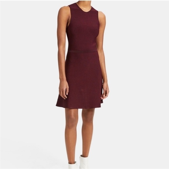 Theory Dresses & Skirts - Theory Knit Flare Mini Dress in Burgundy